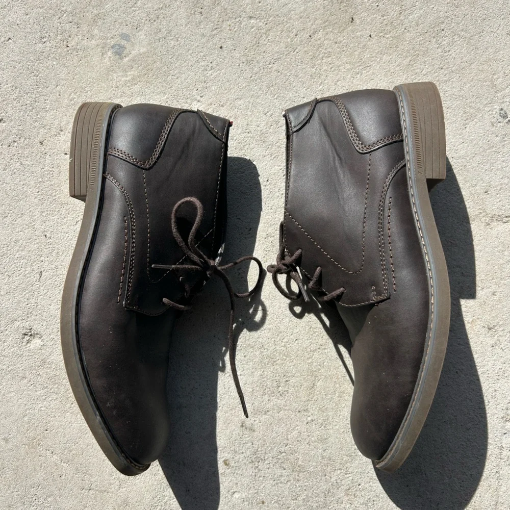 Men's Chukka Boots With Memory Foam Chocolate Brown Lace-Up Leather